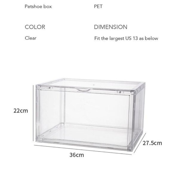 Magnetic Shoe Storage Box - Drop Side Clear Sneaker Stackable Container (1381) - Picture 6 of 9